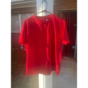 Polo Ralph Lauren Men's T-Shirt Size L Red Solid Cotton Short Sleeves Crew Neck